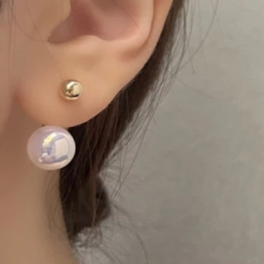 18k Gold Plated and Irridescent Bead Earrings